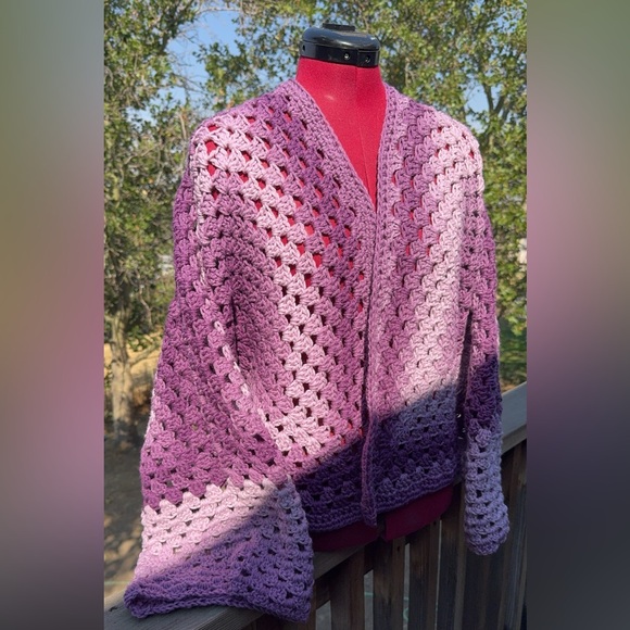 Ombre Purple Cardigan | Handmade Crochet - Picture 1 of 5